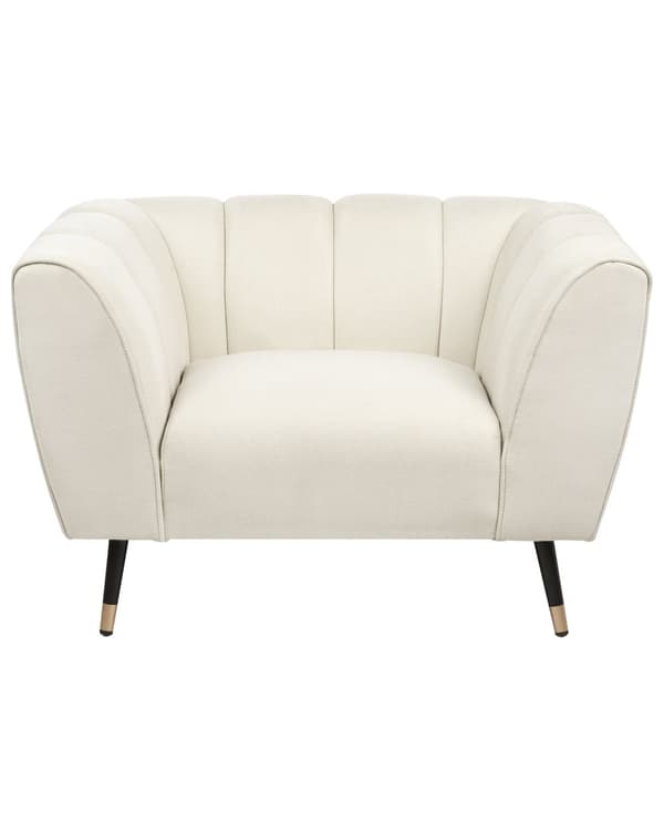 Lenestol Lysebeige Stoff Dypt og bredt sete Lav ryggstøtte Moderne design Hvilestol