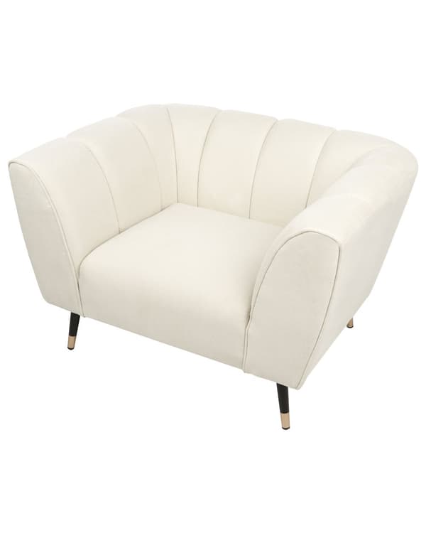 Lenestol Lysebeige Stoff Dypt og bredt sete Lav ryggstøtte Moderne design Hvilestol