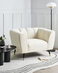Miniatyrbilde 2 av 10: Lenestol Lysebeige Stoff Dypt og bredt sete Lav ryggstøtte Moderne design Hvilestol