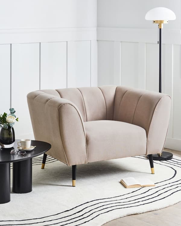 Lenestol Taupe Stoff Dypt og bredt sete Lav ryggstøtte Moderne design Hvilestol