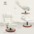 Miniatyrbillede 3 af 11: Rootz liggende stol med afføring - Loungestol - TV -stol - Ergonomisk luksus - 94 cm x 98 cm x 104 cm - Hvid - Faux læder