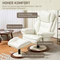 Miniatyrbillede 6 af 11: Rootz liggende stol med afføring - Loungestol - TV -stol - Ergonomisk luksus - 94 cm x 98 cm x 104 cm - Hvid - Faux læder