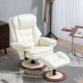 Miniatyrbillede 7 af 11: Rootz liggende stol med afføring - Loungestol - TV -stol - Ergonomisk luksus - 94 cm x 98 cm x 104 cm - Hvid - Faux læder