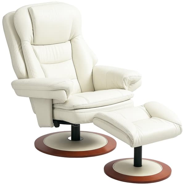 Rootz liggende stol med afføring - Loungestol - TV -stol - Ergonomisk luksus - 94 cm x 98 cm x 104 cm - Hvid - Faux læder