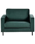 Miniatyrbillede 4 af 11: Lænestol Grøn Velour Stof Minimalistisk Stue Accent Stol Sorte Ben Styrearm