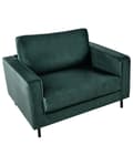 Miniatyrbillede 5 af 11: Lænestol Grøn Velour Stof Minimalistisk Stue Accent Stol Sorte Ben Styrearm