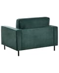 Miniatyrbillede 7 af 11: Lænestol Grøn Velour Stof Minimalistisk Stue Accent Stol Sorte Ben Styrearm