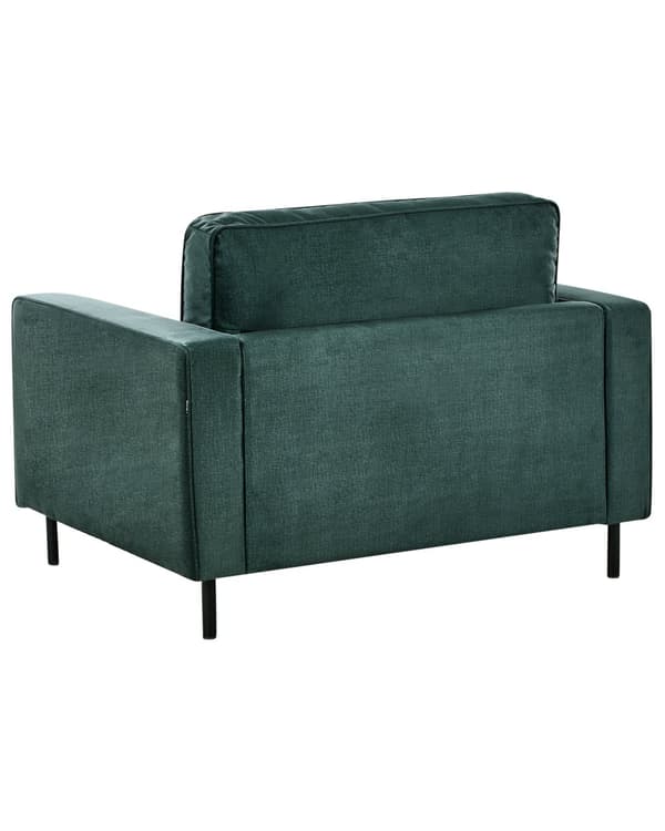 Lænestol Grøn Velour Stof Minimalistisk Stue Accent Stol Sorte Ben Styrearm