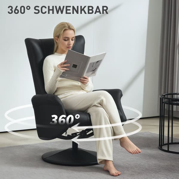 Rootz verkställande ordförande med avföring - Recliner - Swivel Chair - 130 ° Justerbart ryggstöd - 70x79x105cm - Ren lyx