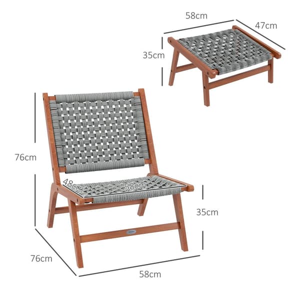 Rootz Garden -tuoli ja jalkatuolisarja - Relaksation -tuoli - Boheemin istuimet - lyömätön mukavuus - 58L x 76W x 76H cm nojatuoli, FootStool 58L x 47