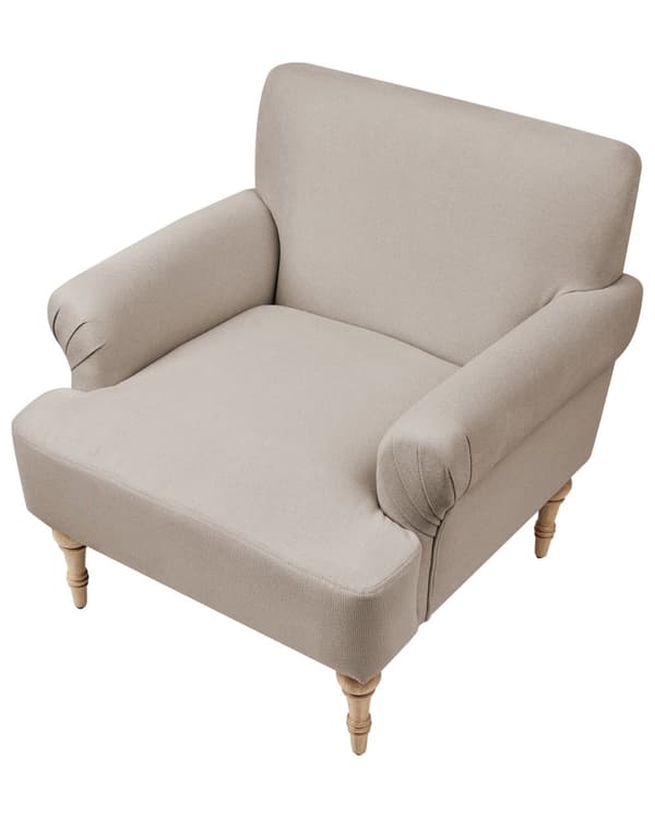 Lenestol Taupe Polyesterstoff Ben i gummitre Vannavvisende Retro og minimalistisk stil Stue Hvilestol