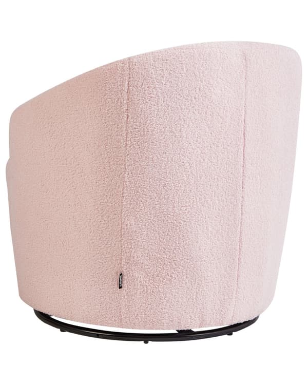 Lenestol Pastellrosa Boucléstoff Svart base Svingbar 360-graders rotasjon Retro Glam Hvilestol Stue Soverom