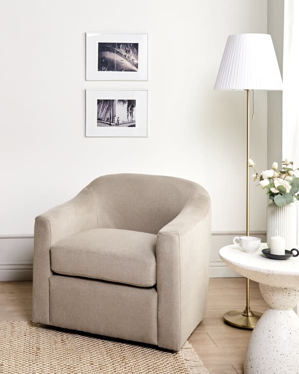 Lenestol Taupe Polyesterstoff Svingbar Vannavvisende Retro og minimalistisk stil Stue Hvilestol