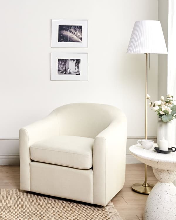 Lenestol Lys beige Polyesterstoff Svingbar Vannavvisende Retro og minimalistisk stil Stue Hvilestol