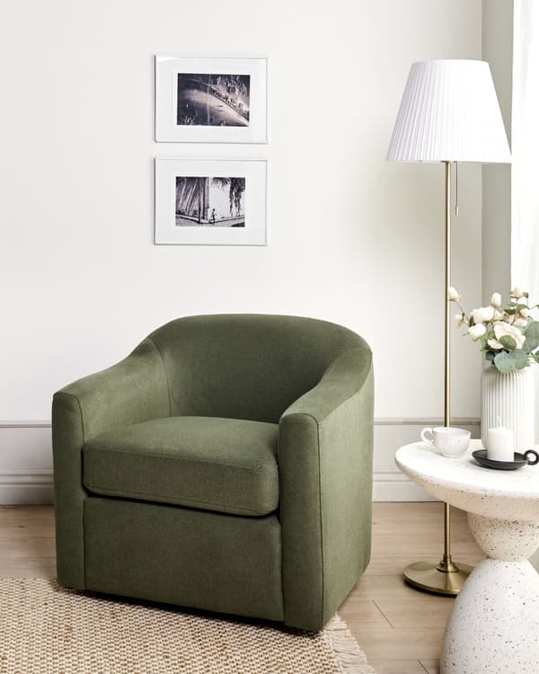 Lenestol Grønn Polyesterstoff Svingbar Vannavvisende Retro og minimalistisk stil Stue Hvilestol