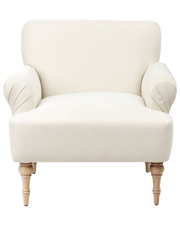 Lenestol Lys beige Polyesterstoff Ben i gummitre Vannavvisende Retro og minimalistisk stil Stue Hvilestol