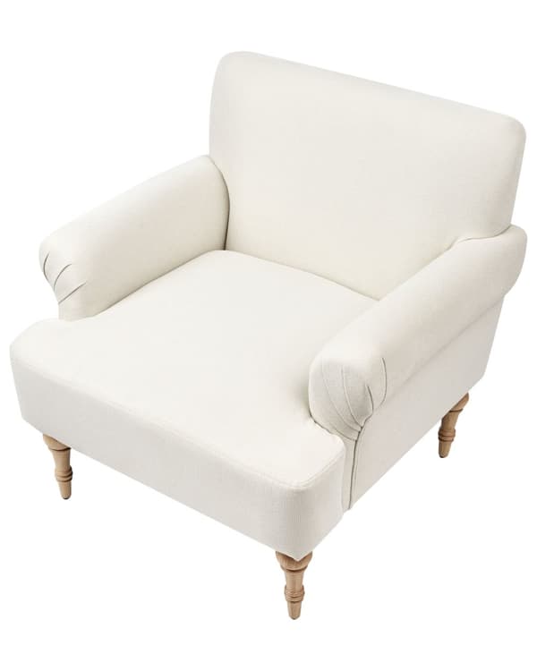 Lenestol Lys beige Polyesterstoff Ben i gummitre Vannavvisende Retro og minimalistisk stil Stue Hvilestol