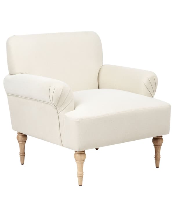 Lenestol Lys beige Polyesterstoff Ben i gummitre Vannavvisende Retro og minimalistisk stil Stue Hvilestol