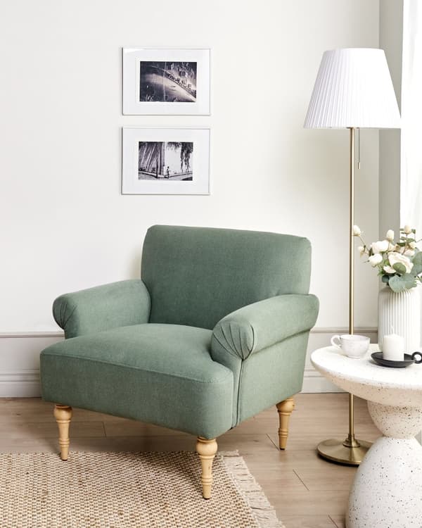 Lenestol Grønn Polyesterstoff Ben i gummitre Vannavvisende Retro og minimalistisk stil Stue Hvilestol