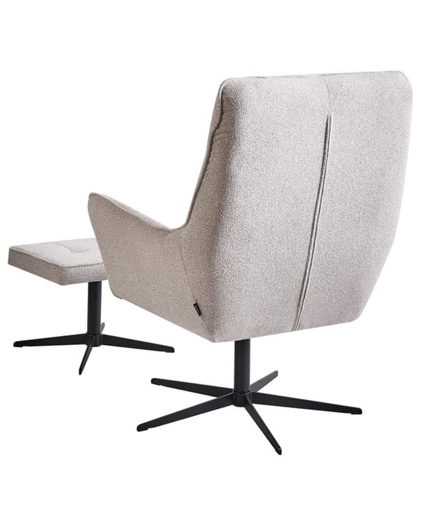 Lenestol med fotskammel Lys beige Stoff Metallben Svingbar Moderne og retro stil Stue Hvilestol