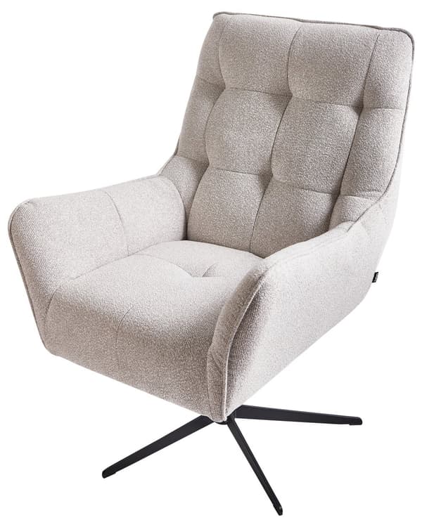 Lenestol med fotskammel Lys beige Stoff Metallben Svingbar Moderne og retro stil Stue Hvilestol