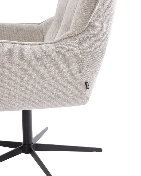 Lenestol med fotskammel Lys beige Stoff Metallben Svingbar Moderne og retro stil Stue Hvilestol