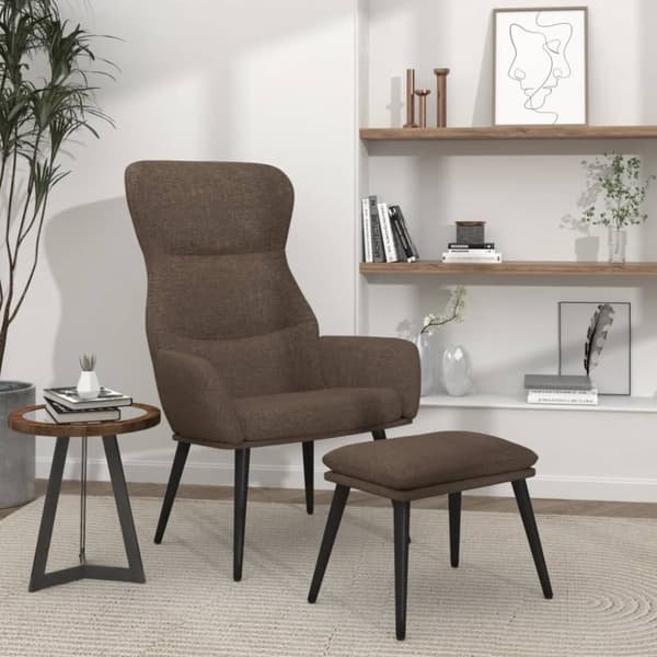 Vilstol med fotpall taupe tyg