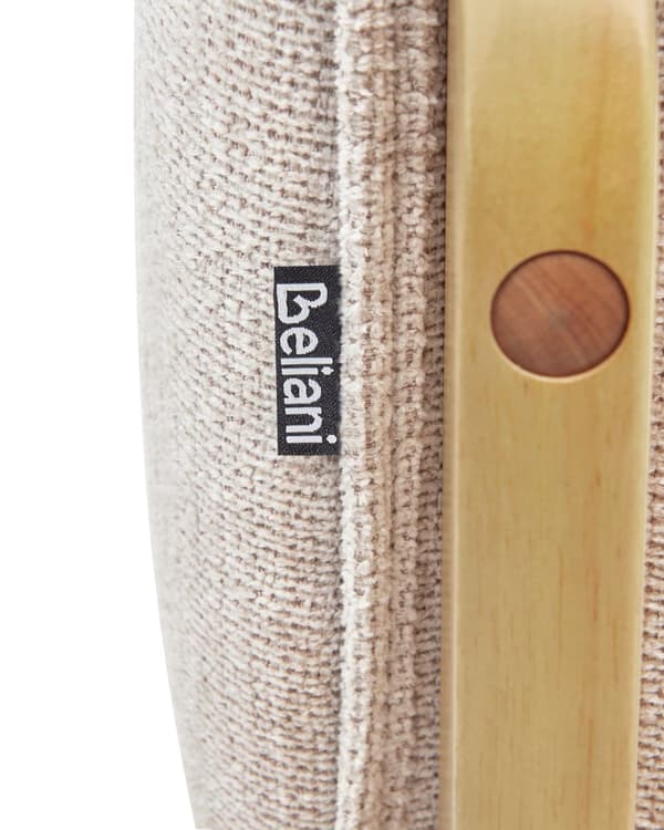 Lenestol Beige Stoff Massivt Tre Ben Armløs Retro Tradisjonell Stil Stue