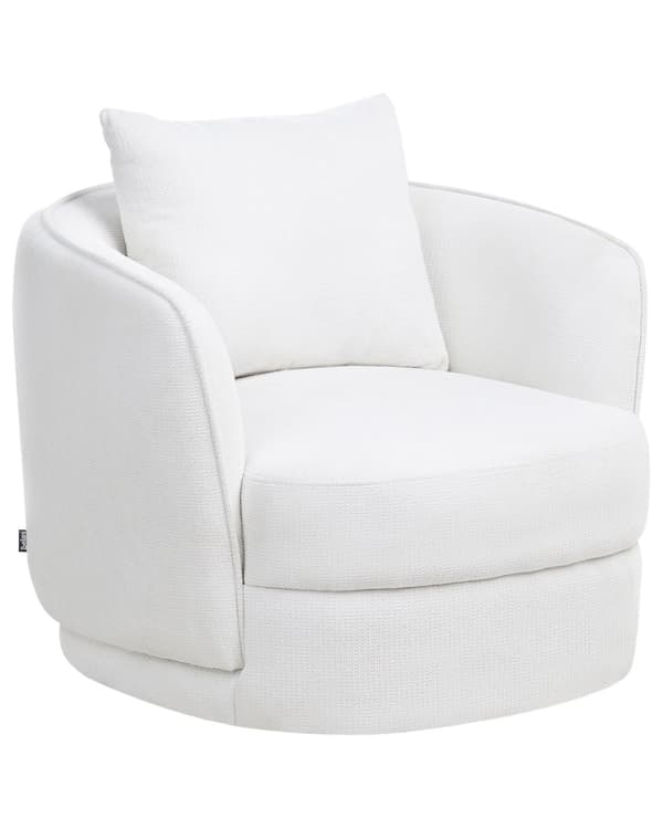Lenestol Hvit Polyester Svingbar Pute Avtakbart Trekk Rund Rygg Retro Glam Style Stue