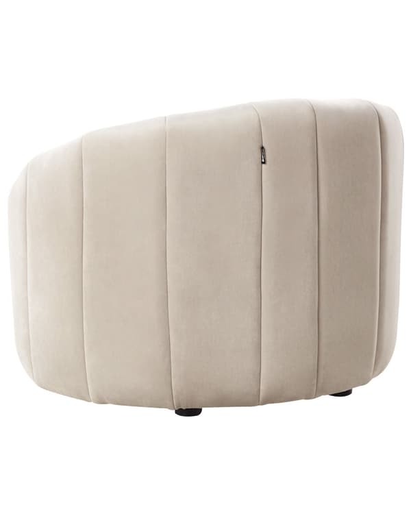 Lenestol Fløyel Beige Mykt Stoff Moderne Retro Design Tuftet Sete Lav Rygg
