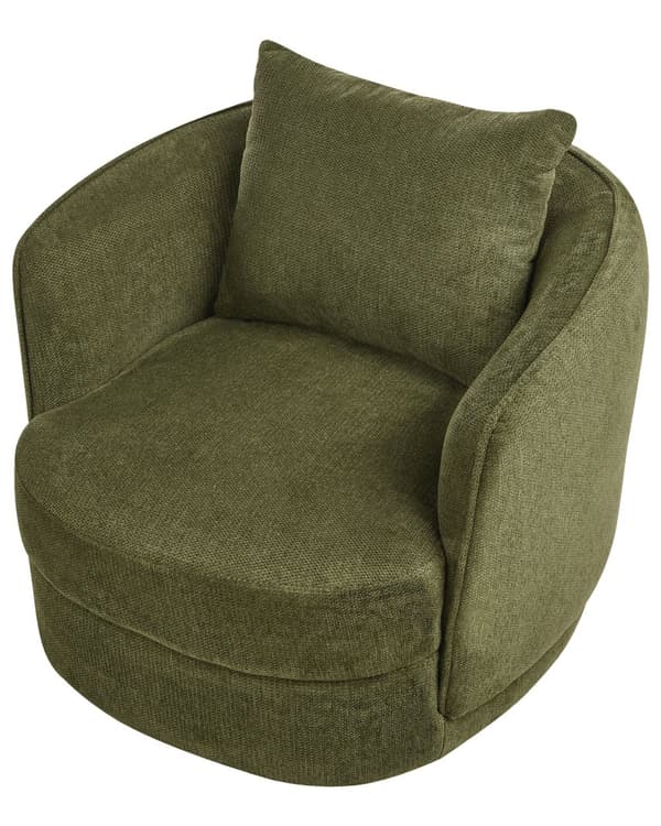 Lenestol Grønn Polyester Svingbar Pute Avtakbart Trekk Rund Rygg Retro Glam Style Stue