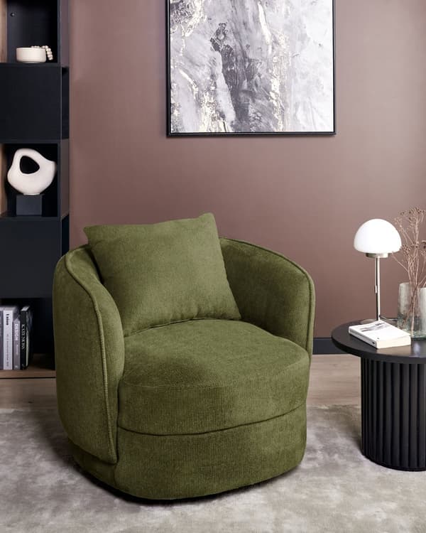 Lenestol Grønn Polyester Svingbar Pute Avtakbart Trekk Rund Rygg Retro Glam Style Stue