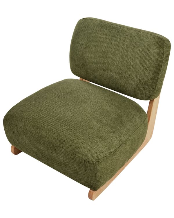 Lænestol grøn stofpolstret massive træben retrostil traditionelt design stue Stue Værelse