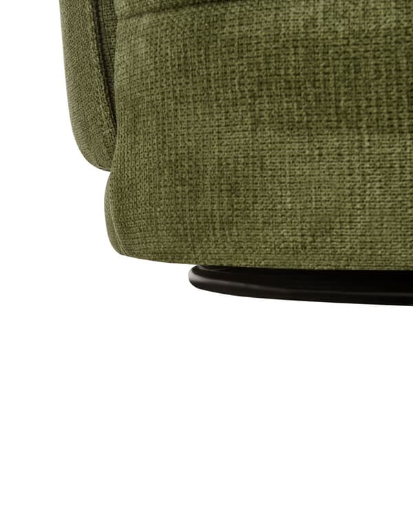 Lænestol grøn polyester drejelig pude aftageligt betræk rund ryg retro glam stil stue