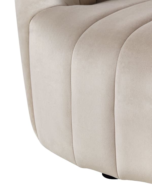 Lænestol Beige Velour Stof Stuestol med Armlæn Hvilestol Stuen Bred Rund Ryg Loungestol Polstret Moderne Design Møbel