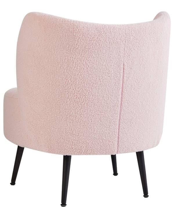 Lænestol Pink Boucle Stuestol med Armlæn til Stuen Bred Hvilestol Polstret Design Møbel Stol