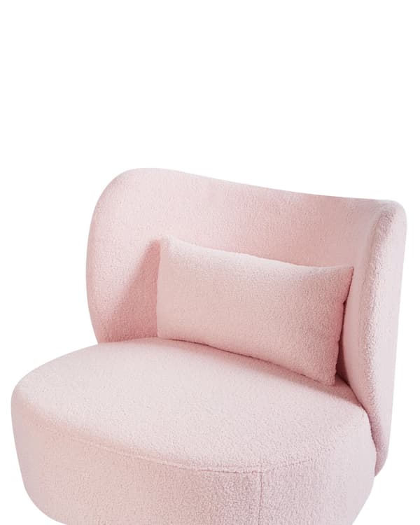 Lænestol Pink Boucle Stuestol med Armlæn til Stuen Bred Hvilestol Polstret Design Møbel Stol
