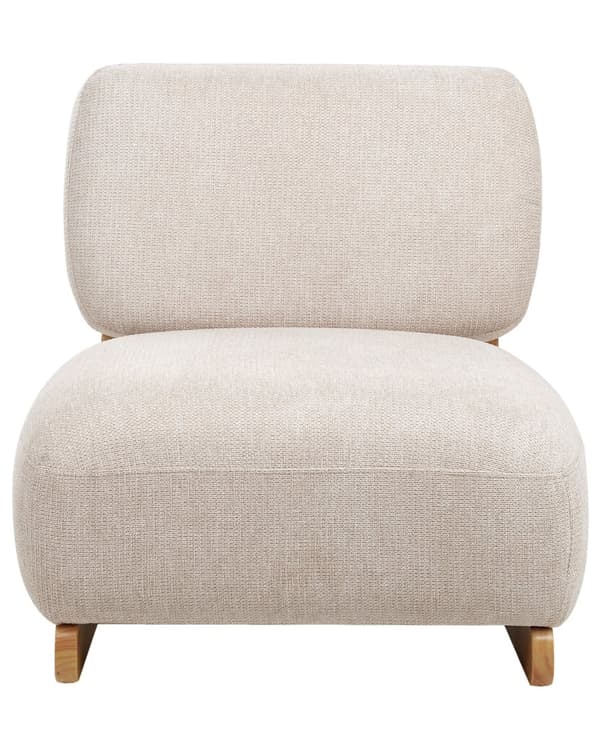 Lænestol beige stofpolstret massive træben retrostil traditionelt design stue Stue Værelse