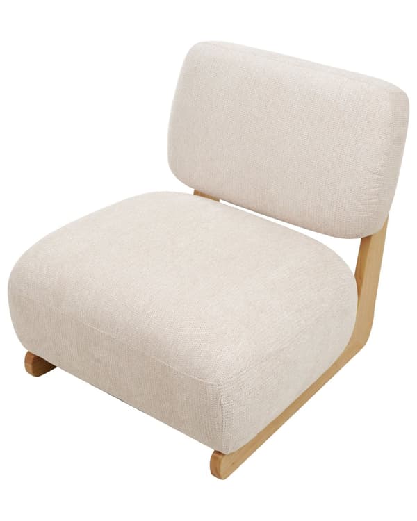 Lænestol beige stofpolstret massive træben retrostil traditionelt design stue Stue Værelse