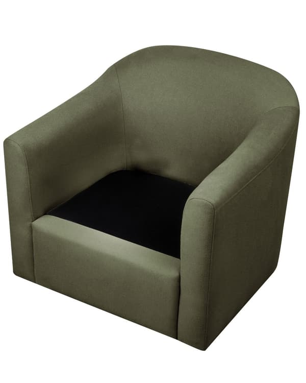 Drejelig lænestol grøn polyester stofbetræk vandafvisende stof retro minimalistisk stil stue