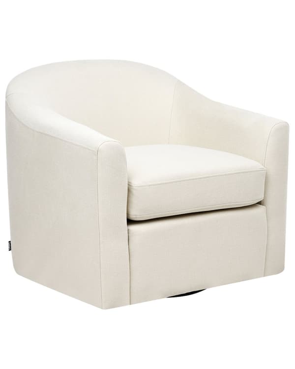 Drejelig lænestol lys beige polyester stofbetræk vandafvisende stof retro minimalistisk stil stue