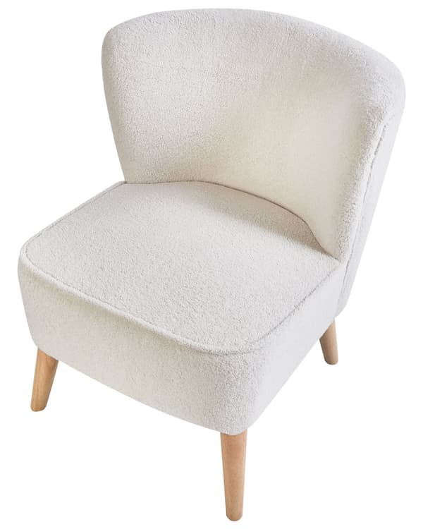 Lenestol Off-White Boucle Stofftrekk Gummitreben Stue uten Armlener