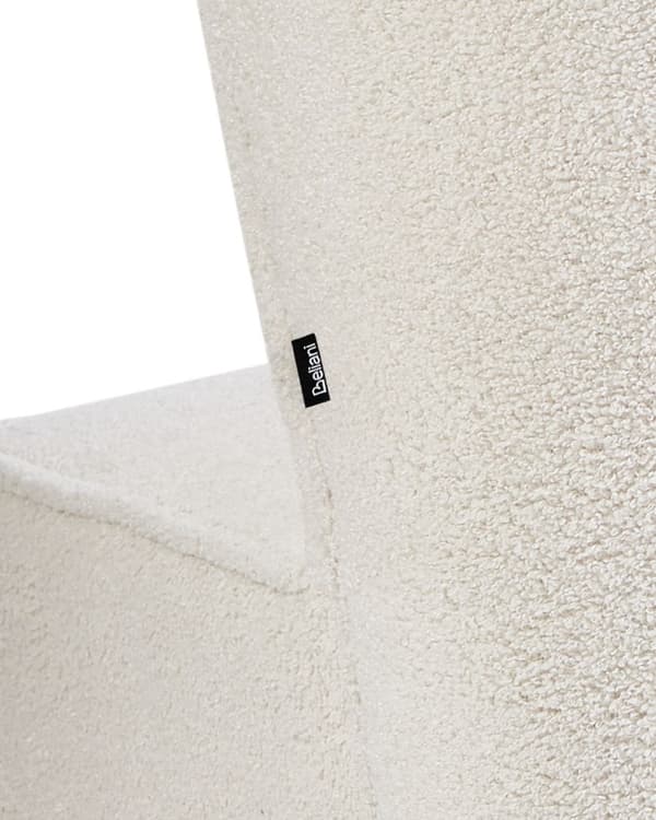 Lænestol Off White Boucle Stuestol til Stuen Læsestol Bred Hvilestol Lav Lounge Stol Plys Polstret Design Møbel