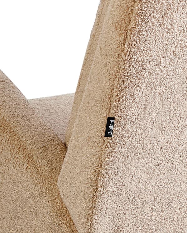 Gyngestol Beige Boucle Polstring Gummitre Lyse Ben med Armlener Stue Barnehage