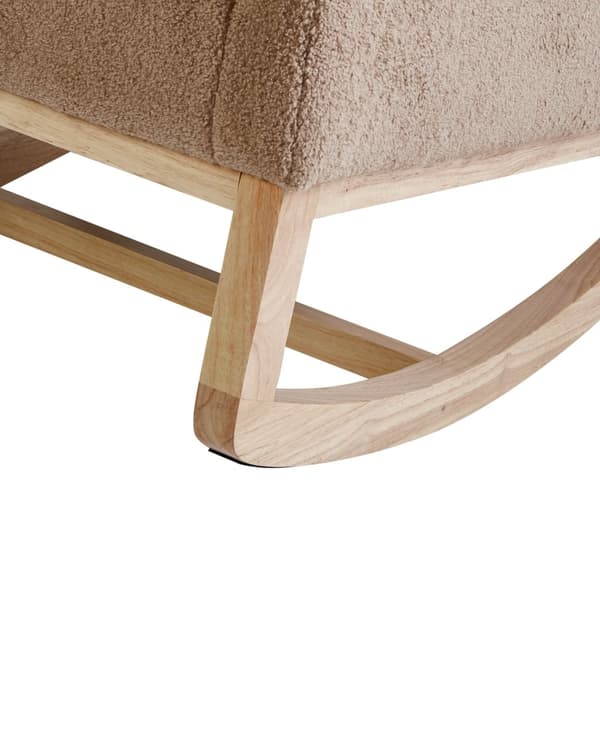 Gyngestol Beige Boucle Polstring Gummitre Lyse Ben med Armlener Stue Barnehage