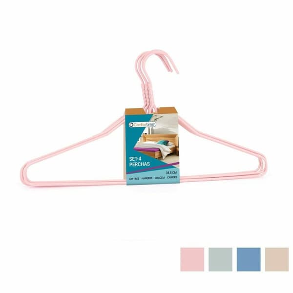 Sett med kleshengere Confortime Metall Plast 4 Deler (24 enheter)