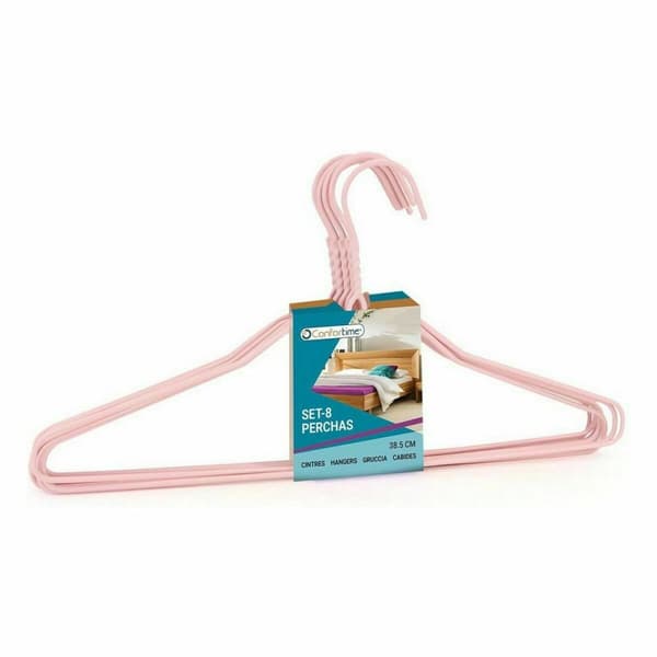 Sett med kleshengere Confortime Metall Plast 8 Deler (16 enheter)