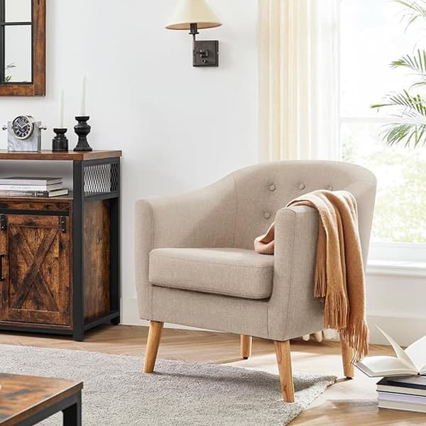 Nojatuoli, lepotuoli, televisiotuoli, lounge-tuoli, Vasagle, 69x68,5x77 cm, harmaa, beige.