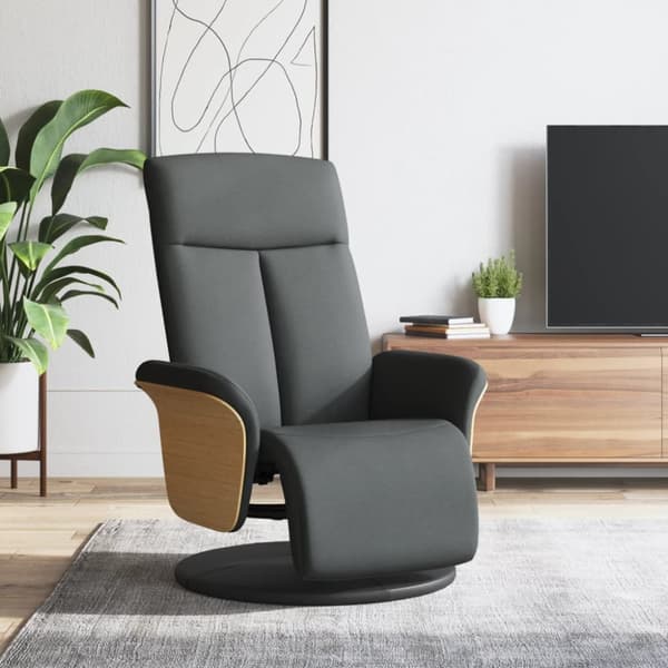 Reclinerfåtölj med fotstöd mörkgrå tyg