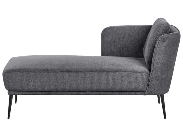 Sjeselong Mørkegrå Polyesterstoff Høyrevendt Vannavvisende stoff Svarte metallben Pute Retro stil Stue Dagseng